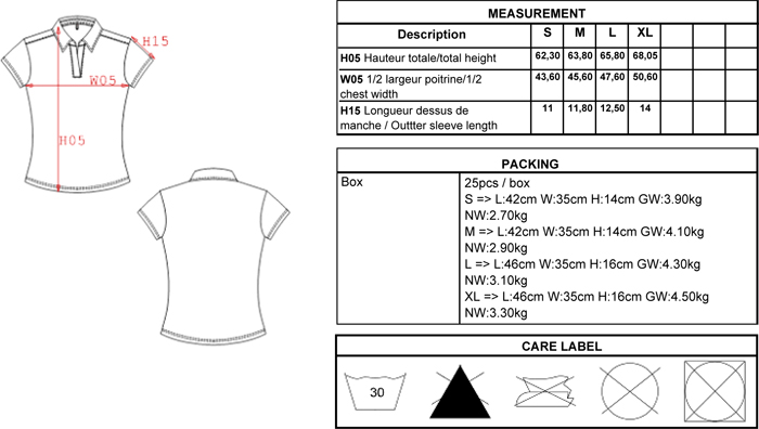 Taille polo top femme