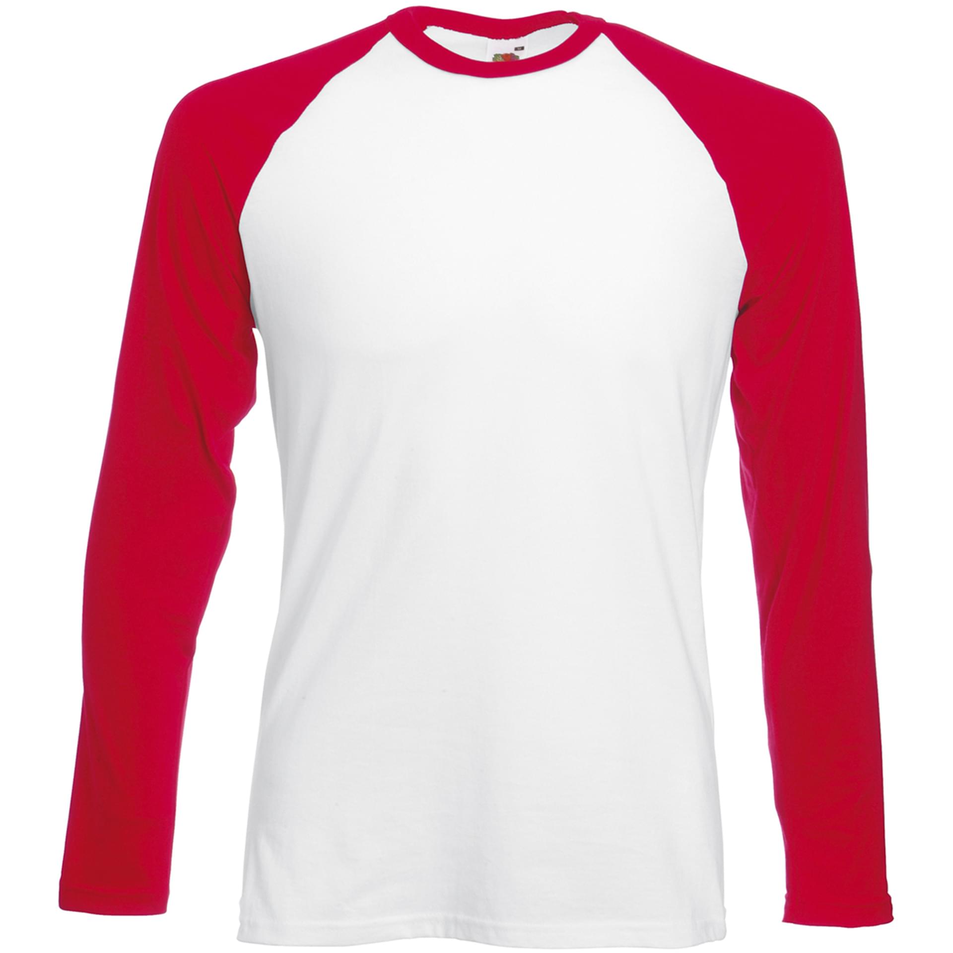 Teeshirt personnalisé Long Sleeve Baseball T fruit of the loom blanc/rouge